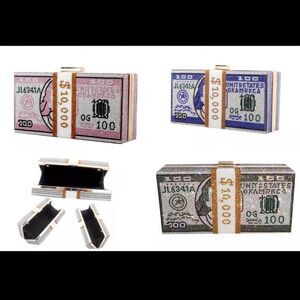 Rhinestone US Dollars Clutch Bag.